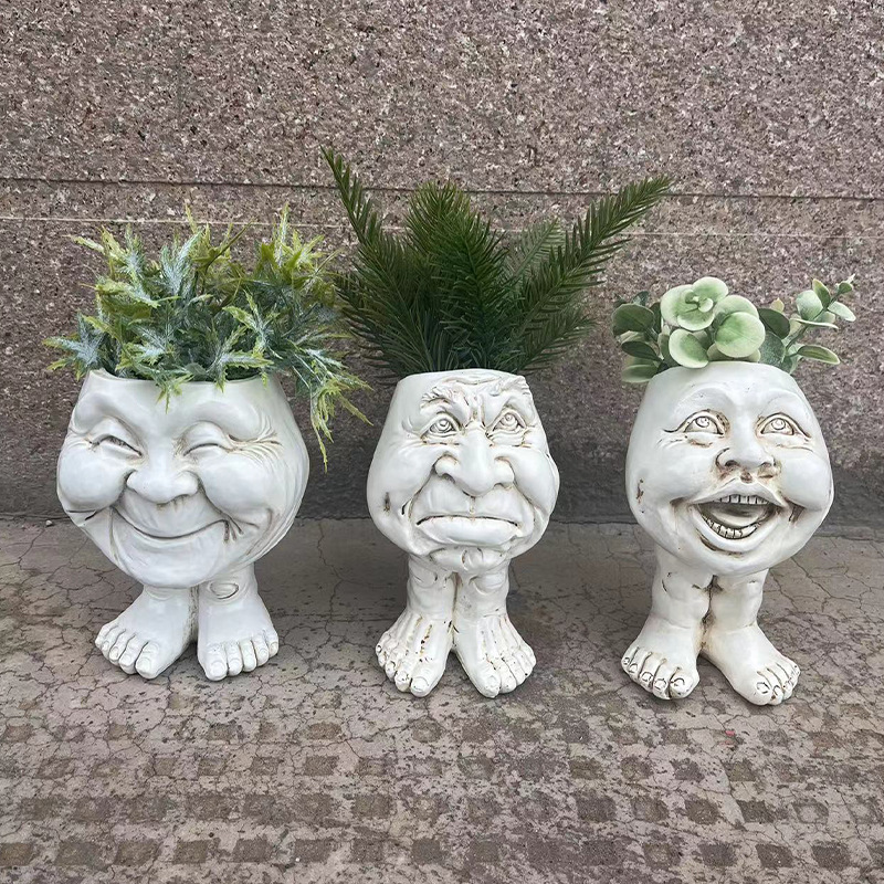 滑稽麻瓜脸雕塑搞怪表情