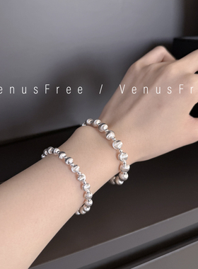 各个角度闪2选超亮猫眼工艺925纯银珠珠球银豆豆手链银饰日常简约