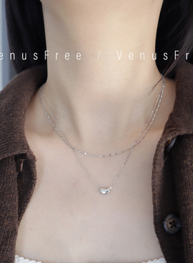 2选 经典925纯银幸运豌豆锁骨链闪闪裸链叠戴极简约日常搭配精致