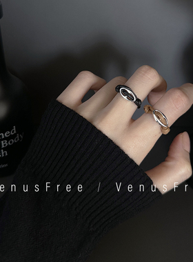 质感又特别 925纯银可调节经典猪鼻子编绳黑绳棕色戒指日常简约