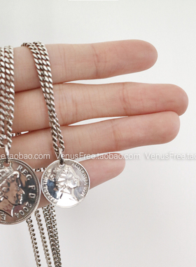 包邮vf定制925纯银硬币毛衣链