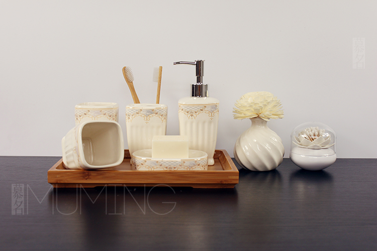  Rome Continental Porcelain Bathroom Set Five-piece bathroom family of four toiletries kit wash Specials