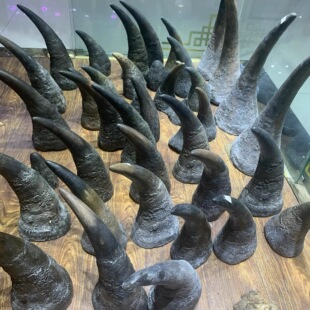 天然披毛犀保真整角古玩收藏老物件摆件养生文玩鱼子纹清晰