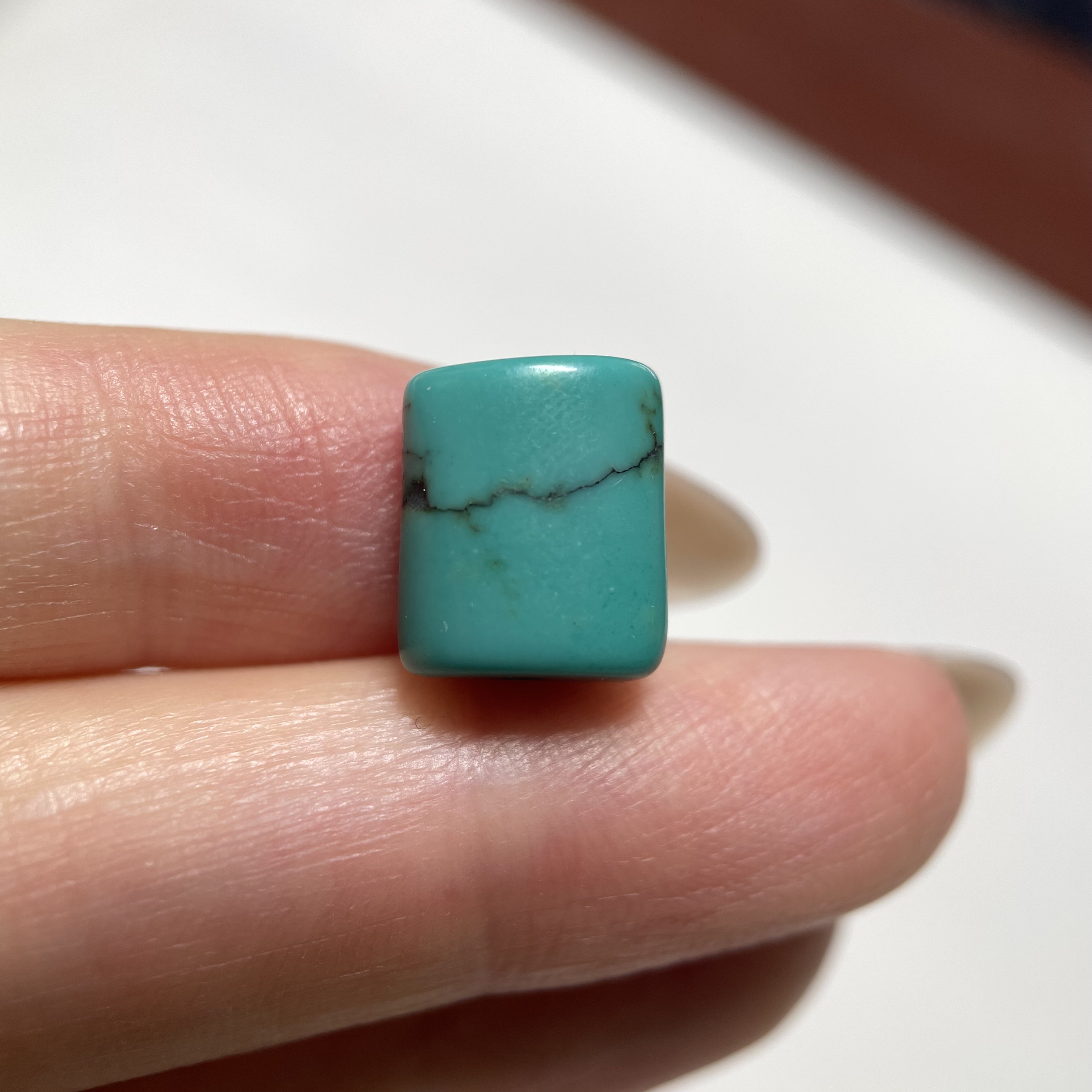 藏传高瓷绿松石小勒子板珠11.8mm 油润光气漂亮配珠配饰散珠 1377