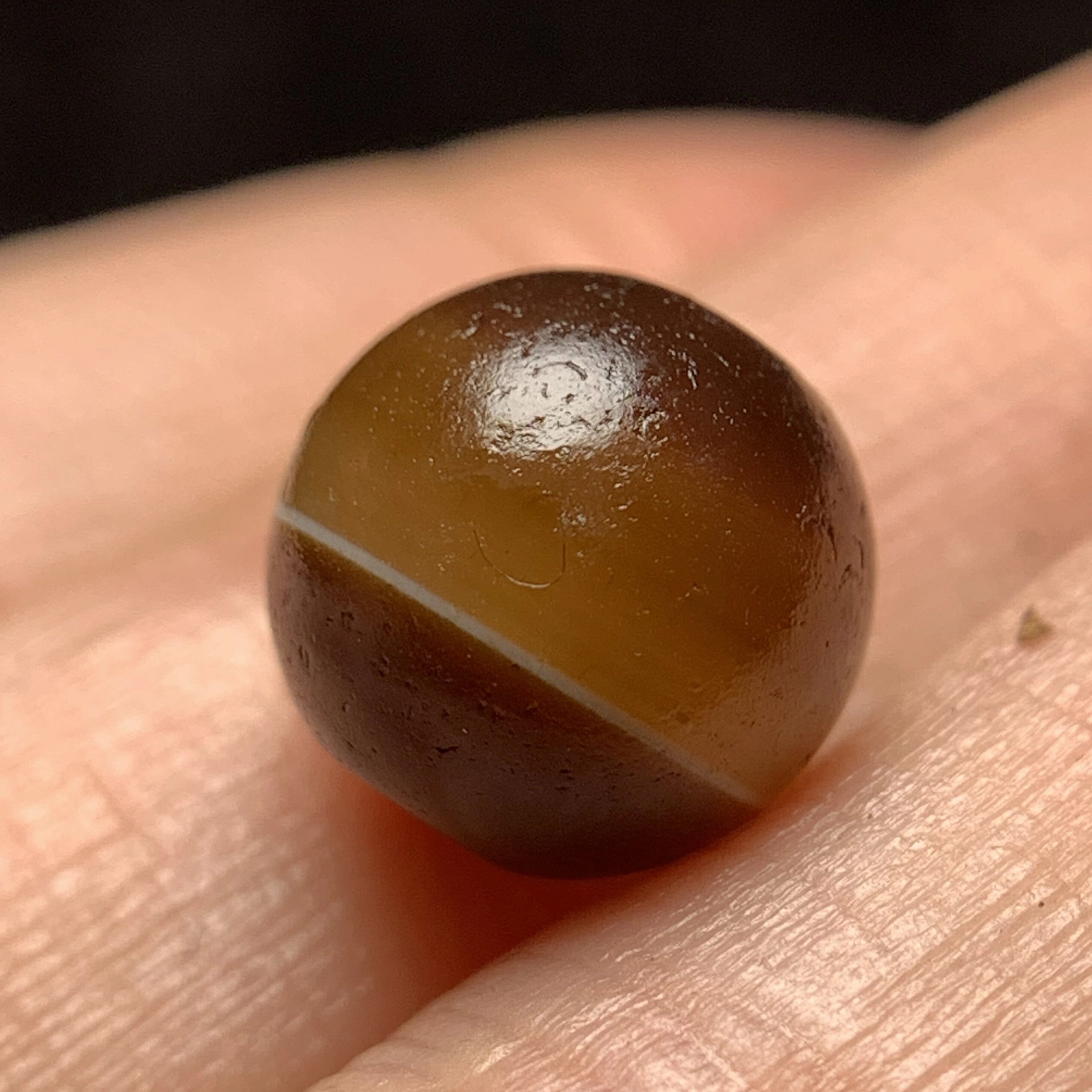 百年糖色缠丝满风化一线老药师玛瑙玉髓珠9.8mm 配珠配饰单珠1686