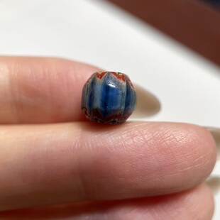 雪佛兰蓝色老琉璃单珠9mm 念珠佛珠手串老配珠单珠散珠老珠 1351