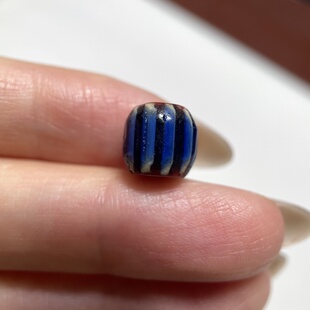 雪佛兰蓝色老琉璃单珠9mm 念珠佛珠手串老配珠单珠散珠老珠 1355