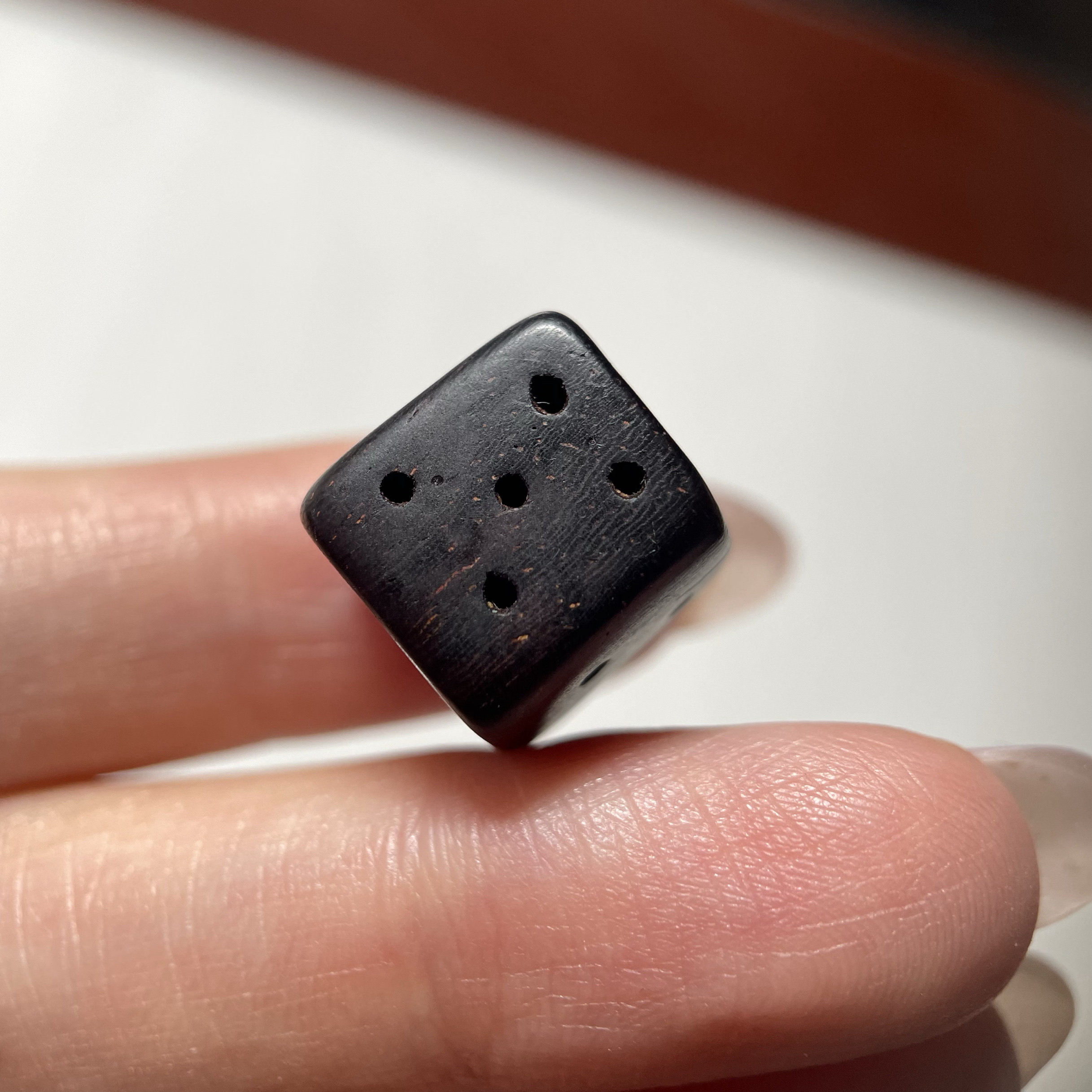 老木头木质吉祥天母骰子12mm 念珠手串大孔道配珠配饰藏传元素739