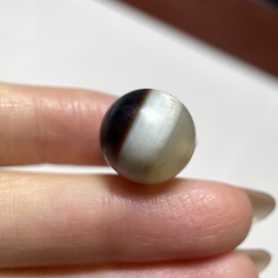 天然一线缠丝药师珠老形圆珠14mm 文玩diy念珠手串配珠配饰 685