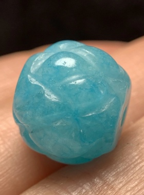老天河石雕刻璎珞单珠13.8mm念珠手串星月紫檀配珠配饰老珠子1677