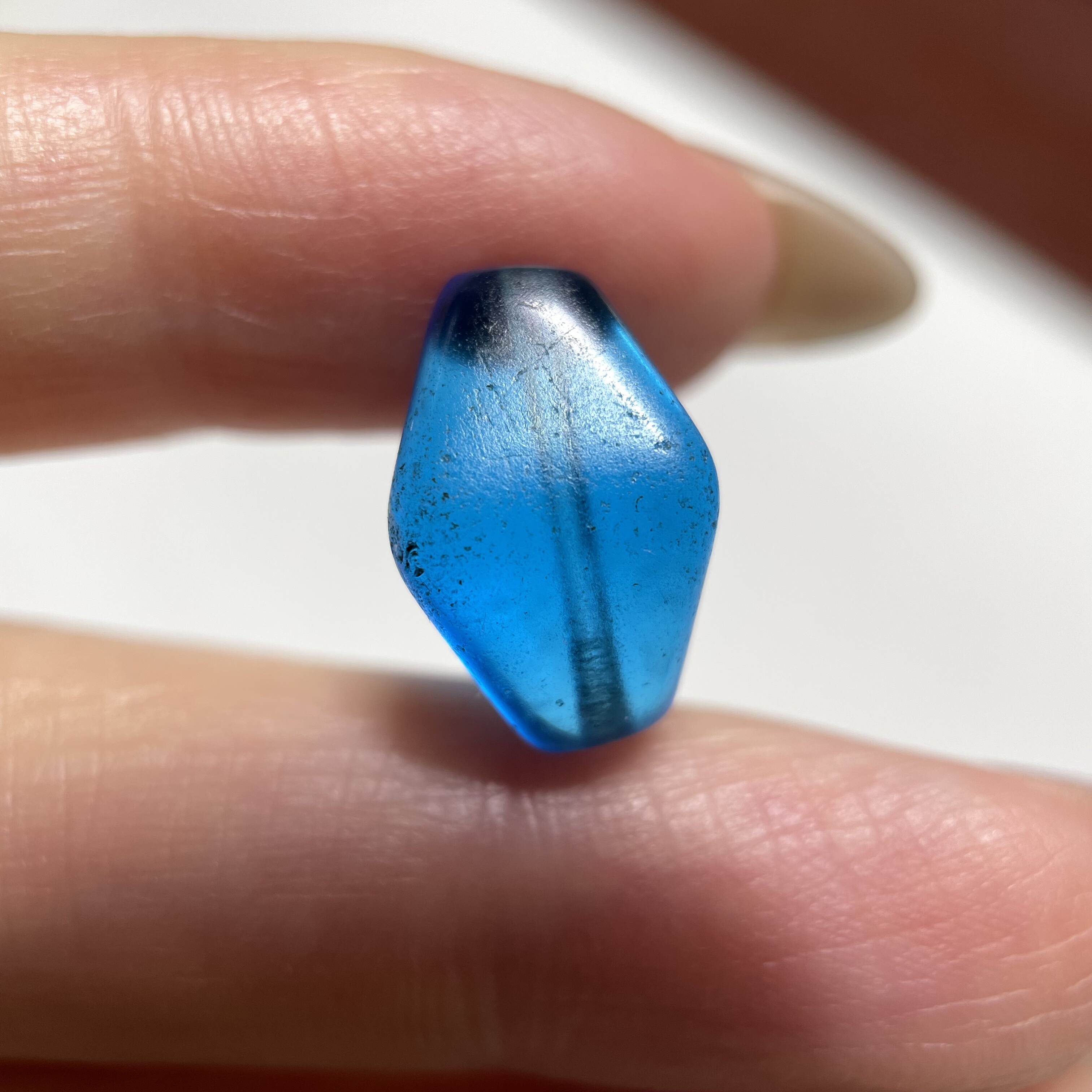 糖果色系润透湖水蓝老琉璃多棱小勒子15mm 配珠配饰diy老珠 1402
