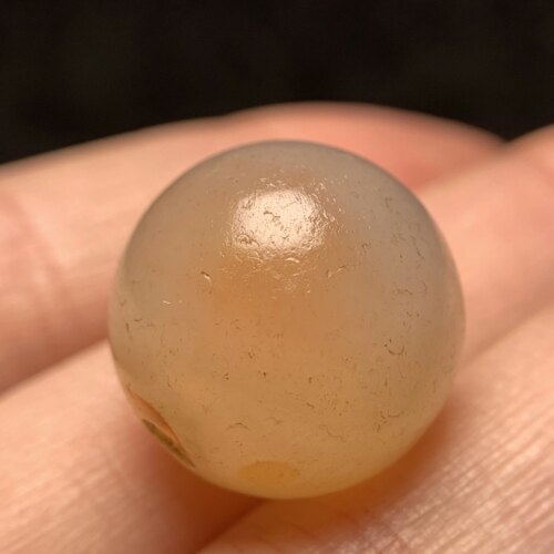 百年红沁荔枝冻嫩色玉髓玛瑙圆珠15.8mm多宝老珠手串古珠单珠1846