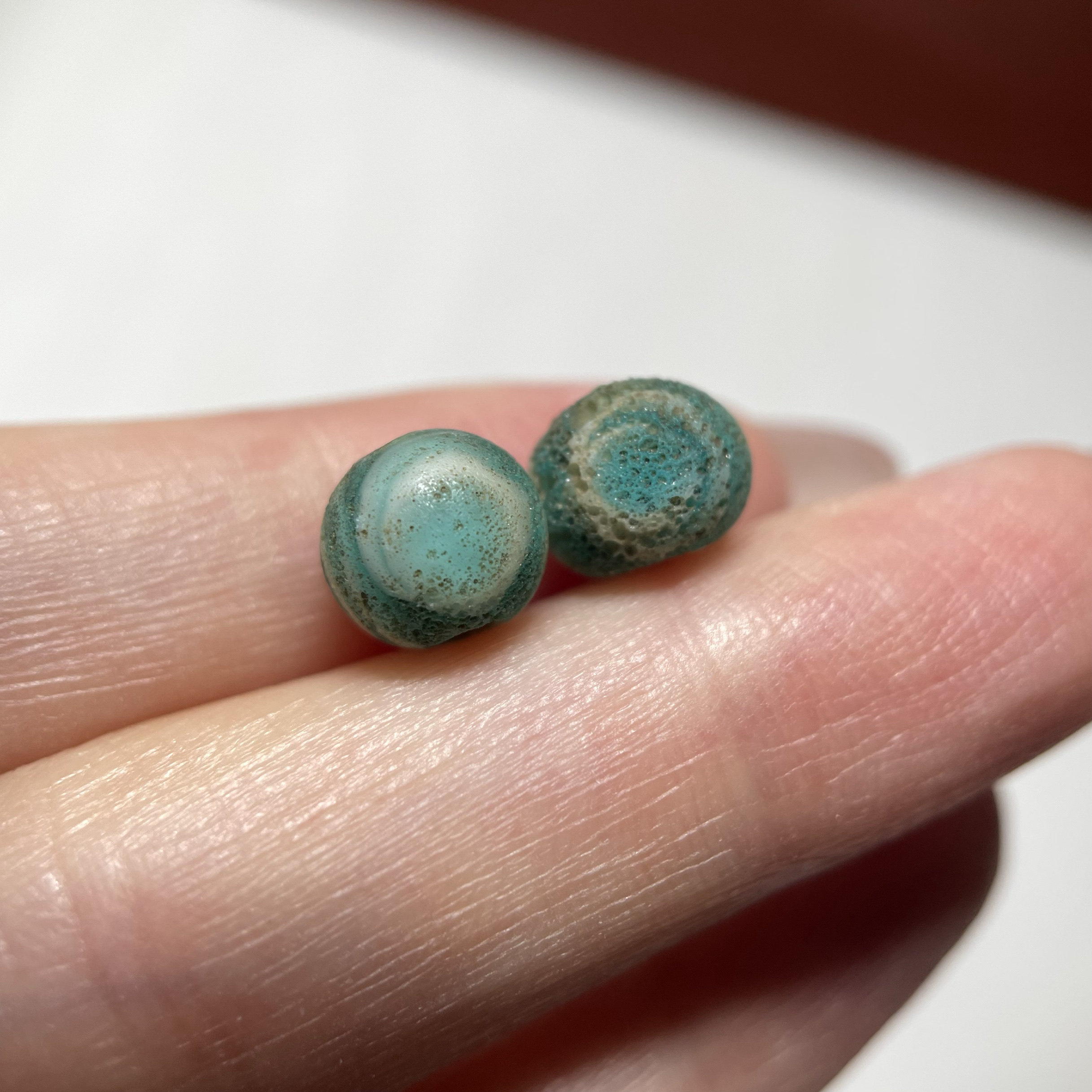 西亚高古蜻蜓眼老琉璃一对8mm 念珠多宝配珠配饰对珠diy配饰 378