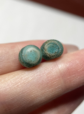 西亚高古蜻蜓眼老琉璃一对8mm 念珠多宝配珠配饰对珠diy配饰 378