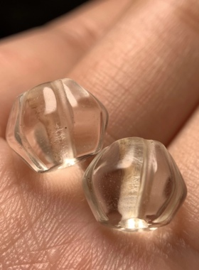 百年高净度白水晶瓜珠一对10.5mm 念珠手串手链diy桶珠腰珠 1701