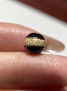 西亚百年镶蚀黑白一线药师玛瑙珠8.3mm 念珠手串手链配珠配饰1566