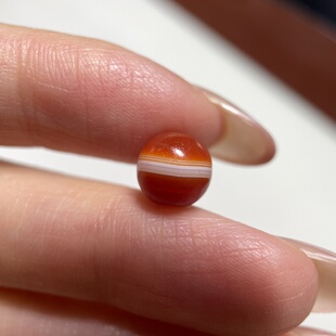 百年红白三色缠丝满风化一线老药师玛瑙玉髓珠8mm 配珠单珠 1265