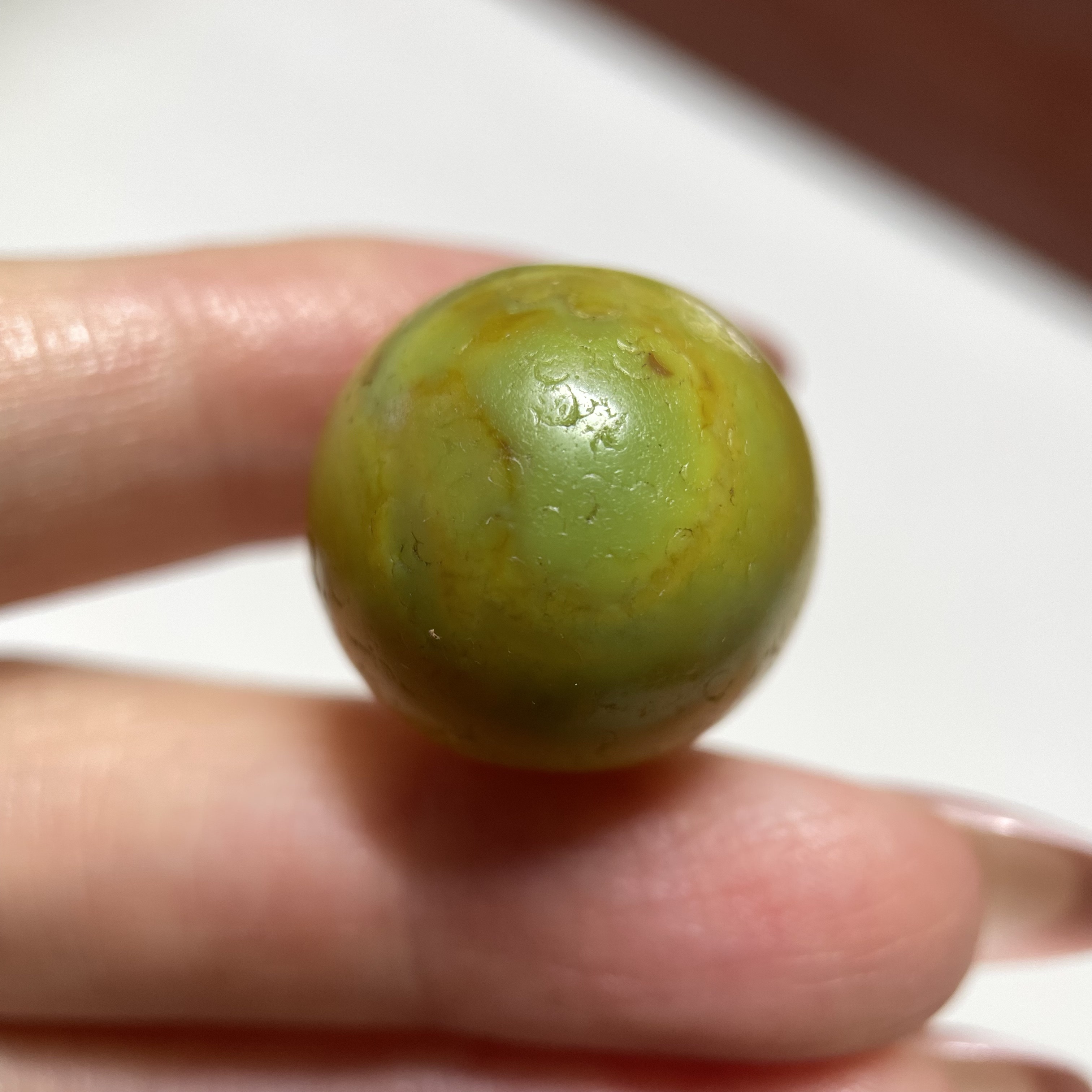 百年苹果绿缠丝老玛瑙圆珠19.3mm念珠手串多宝大尺寸老珠单珠1218