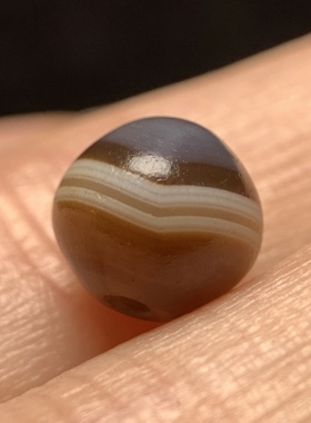 百年缠丝满风化一线老药师玛瑙玉髓珠7.5mm 配珠配饰单珠 1695