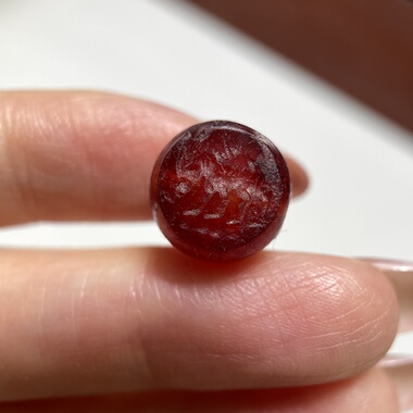 萨珊王朝玛瑙精美小印章12.2mm 手工錾刻大磨损念珠手串卡子 1192