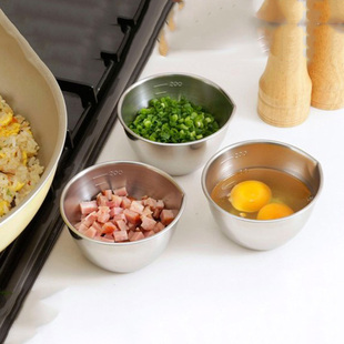 日本制进口下村18 8不锈钢料理盆带刻度备菜盆烘焙工具酱汁碗