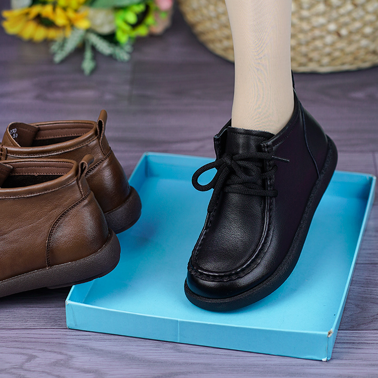 真皮牛筋软底平底民族风防滑短靴