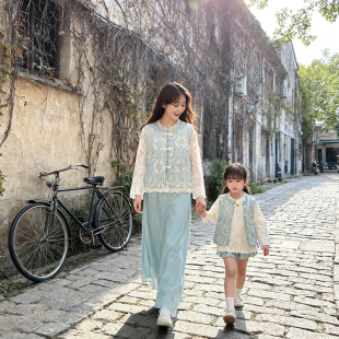 中国风新中式亲子装母女装秋冬装2025新款潮马甲马夹坎肩上衣外套