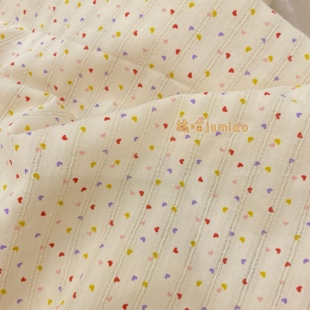 橘喵jumiao爱心碎花全棉提花面料韩系温柔杏色发圈桌布睡衣连衣裙