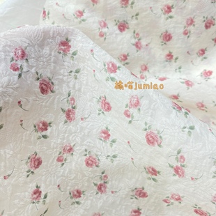 连衣裙面料发圈 橘喵jumia提花工艺面料涤纶手工DIY复古玫瑰服装