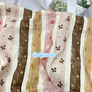 橘喵jumiao莫奈森林复古油画条纹小碎花仿麻服装 面料手工布发圈