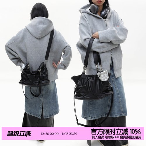 简着原创赛司褶皱感街头托特包