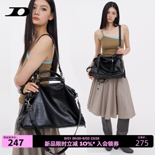 简着26AW原创黑色阿斯加莱 抓皱感hobo机车包斜挎托特包女通勤包