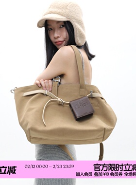 简着 /原创 浅卡其·加利尼尼多形态磨砂托特包 大容量单肩斜挎包