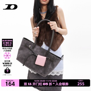 简着26春夏新品原创灰色托赫尼尼多形态软皮单肩通勤大容量托特包