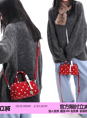 简着26SS 原创 帕米尼星星挂饰红色波点波手提士顿包斜挎小包包女