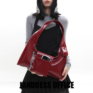 可拆卸复古通勤单肩腋下斜挎包 波尔多红·小号盖斯特 简着 原创