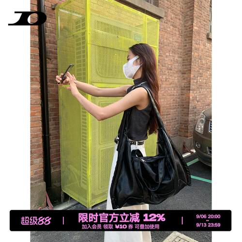 JANDRESS黑色双肩带大容量托特包