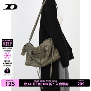 简着 /限定脏脏绿·巴黎铆钉辣妹机车包废土复古大容量手提斜挎包