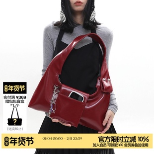 简着 /原创 波尔多红·小号盖斯特 可拆卸复古通勤单肩腋下斜挎包