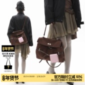 简着25AW 原创深棕色凯里尼尼双肩包通勤腋下斜挎3用麂皮绒公文包