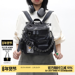简着 /原创 小号里斯林肯高级黑多口袋辣妹铆钉机车Y2K单肩双肩包