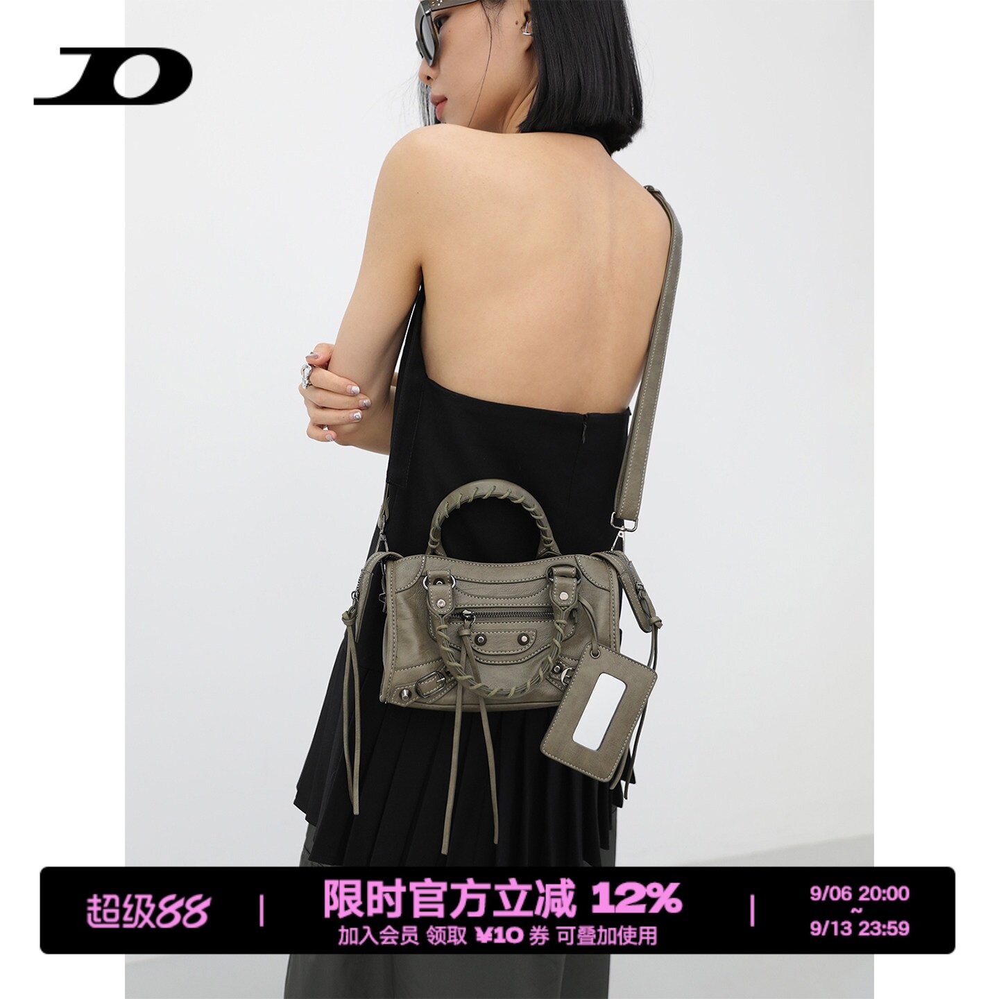 简着 /限定脏脏绿 巴黎复古机车辣妹迷你小方包女单肩手提斜挎包