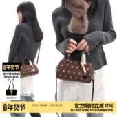 帕米尼 简着26SS 原创 星星挂饰棕色波点波士顿手拎包斜挎小包包