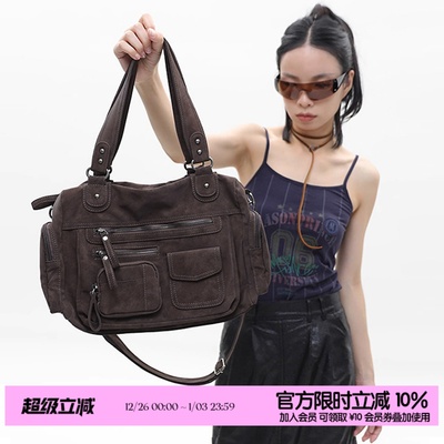 简着里斯林肯麂皮绒斜挎包大容量