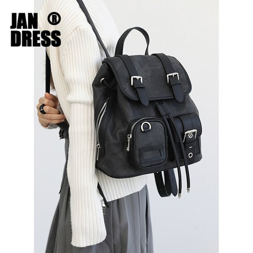 简着®原创扎染黑灰美式双肩包