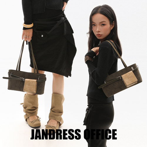 简着/原创苔藓绿通勤单肩法棍包