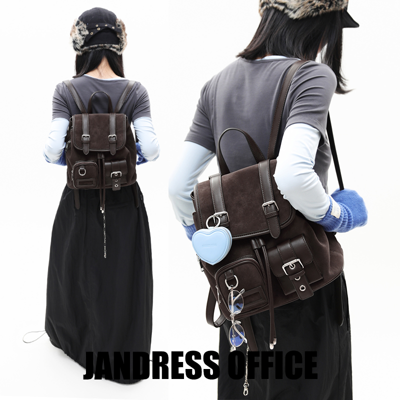 简着®布朗日记麂皮绒复古双肩包