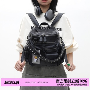 简着 小号里斯林肯高级黑多口袋辣妹铆钉机车Y2K单肩双肩包 原创