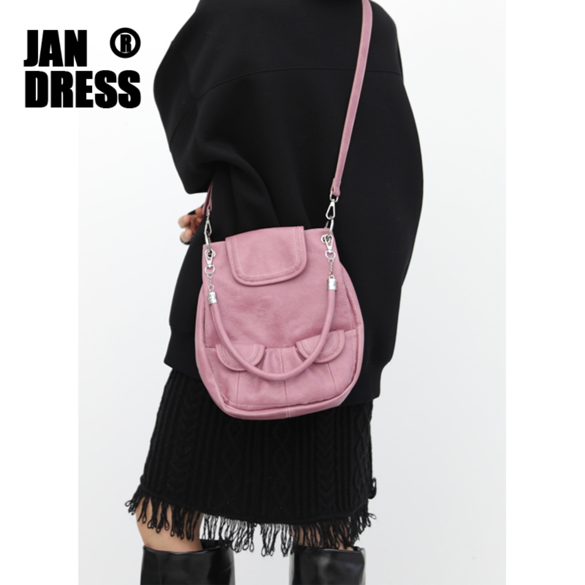 简着®草莓巴斯克双肩马鞍腋下包