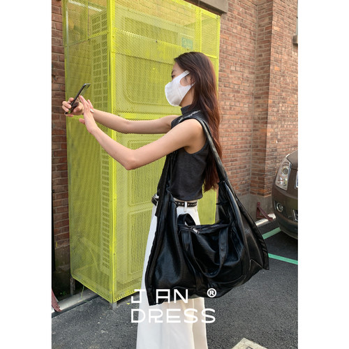 JANDRESS黑色双肩带大容量托特包